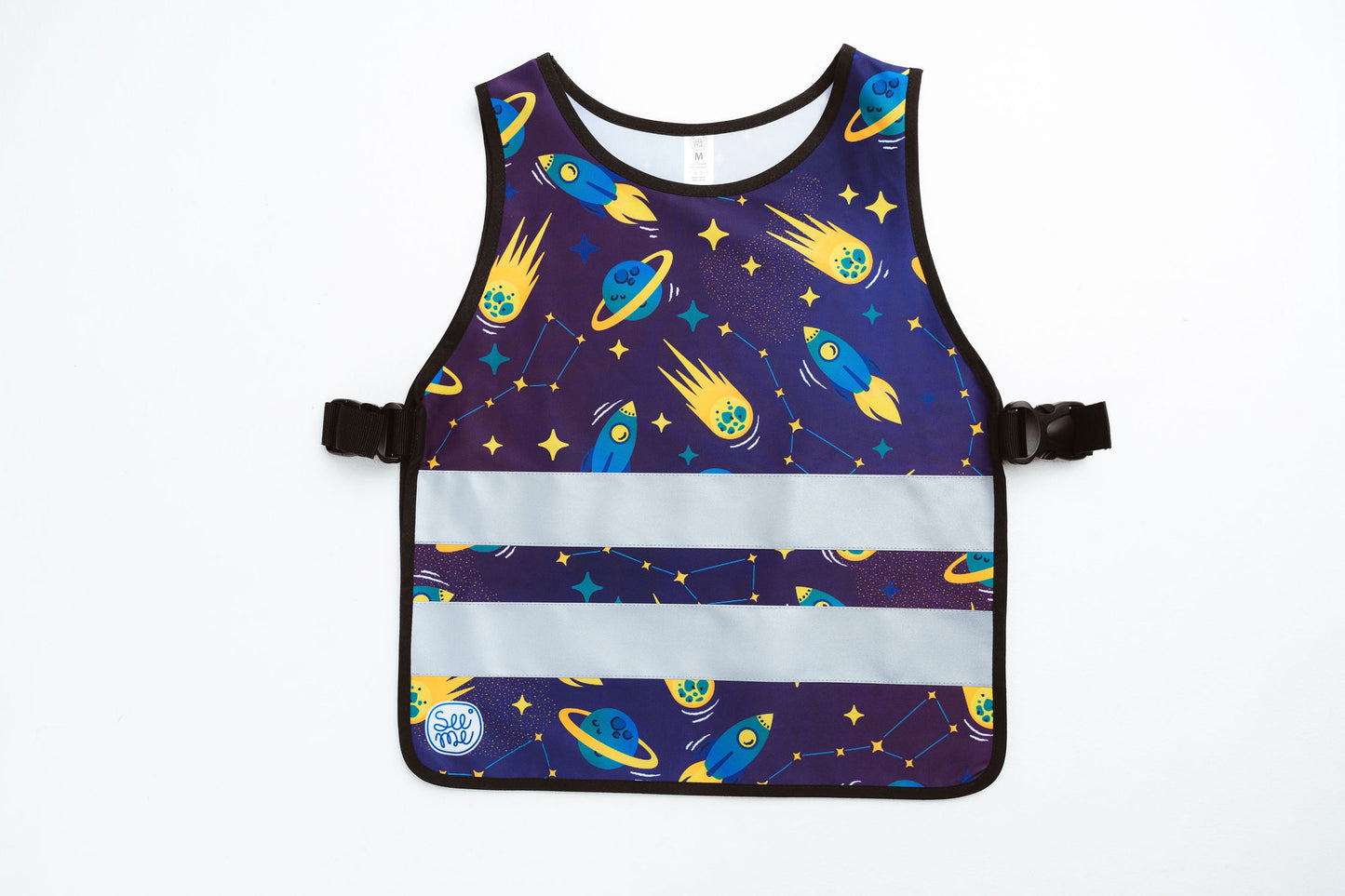 Children's reflective vest with space pattern. Custom reflective safety vest for kids